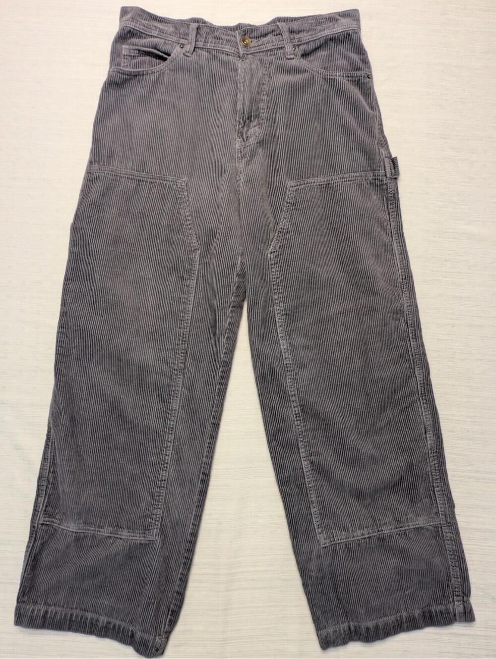 No Boundaries Double Knee Corduroy Pants Y2K Skater 32x31 Gray Wide Leg